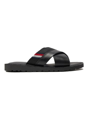 Tommy Hilfiger Shoes Leder-Pantoletten in Schwarz