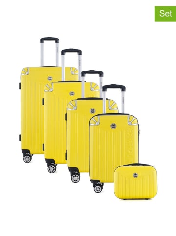 Geographical Norway 5-delige hardcase-trolleyset "Softless" geel