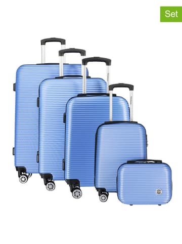 Geographical Norway 5-delige hardcase-trolleyset "Salomun" lichtblauw