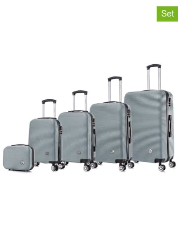 Geographical Norway 5-delige hardcase-trolleyset "Solomun" zilverkleurig