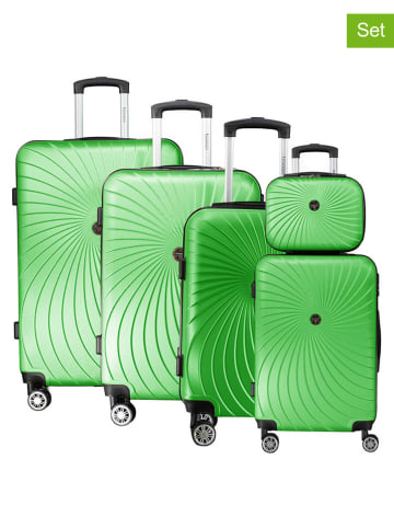 Geographical Norway 5-delige hardcase-trolleyset "Sunlighteo" groen