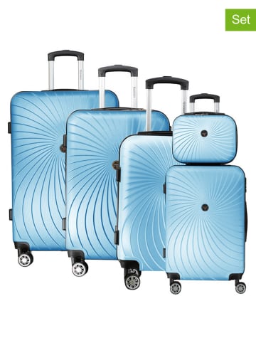 Geographical Norway 5-delige hardcase-trolleyset "Sunlighteo" lichtblauw