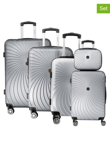 Geographical Norway 5-delige hardcase-trolleyset "Sunlighteo" zilverkleurig
