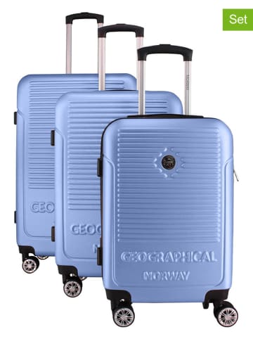 Geographical Norway 3-delige hardcase-trolleyset "Santiago" lichtblauw