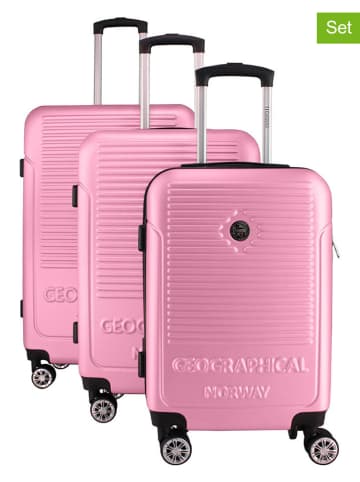 Geographical Norway 3tlg. Hardcase-Trolleyset "Santiago" in Rosa