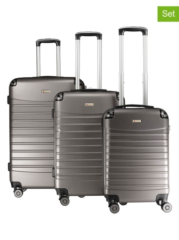 Geographical Norway 3-delige hardcase-trolleyset "Shock" grijs