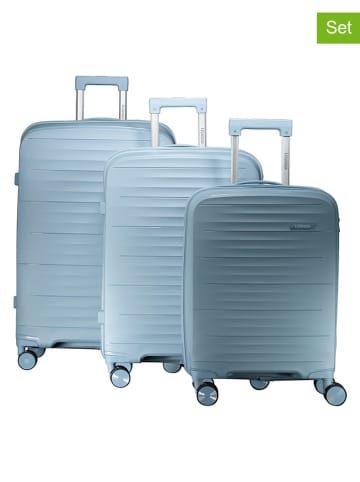 Geographical Norway 3tlg. Hardcase-Trolleyset "Sillo" in Hellblau