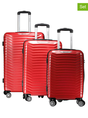 Geographical Norway 3tlg. Hardcase-Trolleyset "Sopearl" in Rot