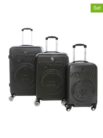 Geographical Norway 3-delige hardcase-trolleyset "Stanislas" zwart