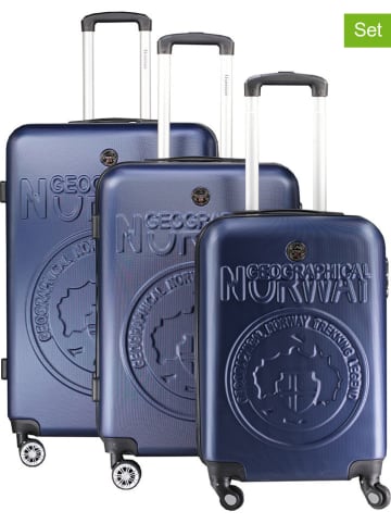 Geographical Norway 3-delige hardcase-trolleyset "Stanislaseo" donkerblauw