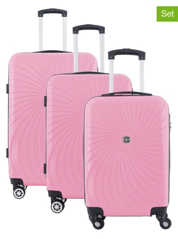 Geographical Norway 3-delige hardcase-trolleyset "Sunlighteo" lichtroze