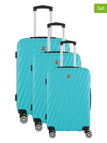 Geographical Norway 3-delige hardcase-trolleyset "Swap" turquoise