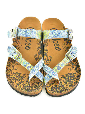 Calceo Teenslippers geel/blauw
