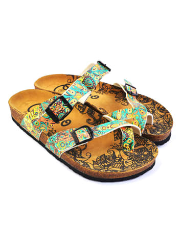 Calceo Teenslippers turquoise/meerkleurig