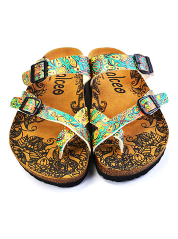 Calceo Teenslippers turquoise/meerkleurig