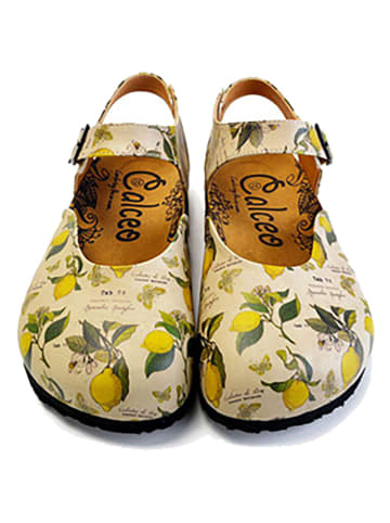 Calceo Półsandały w kolorze żółtym ze wzorem