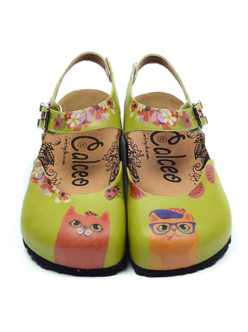 Calceo Półsandały w kolorze zielonym ze wzorem