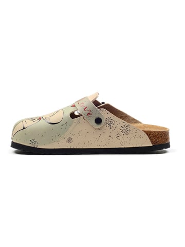 Calceo Clogs in Beige/ Mint