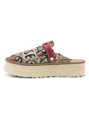 Calceo Clogs beige/rood