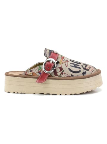 Calceo Clogs beige/rood