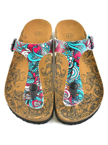 Calceo Teenslippers turquoise/roze