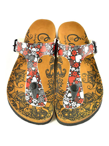 Calceo Teenslippers zwart/rood/wit