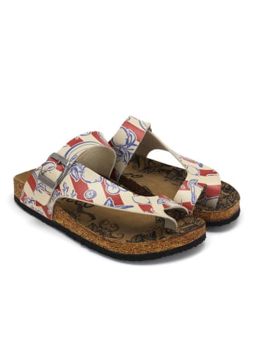 Calceo Zehentrenner in Creme/ Rot