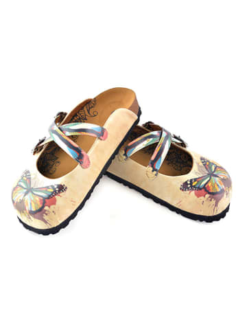 Calceo Clogs in Beige/ Bunt