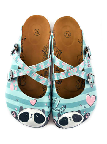 Calceo Clogs turquoise/meerkleurig