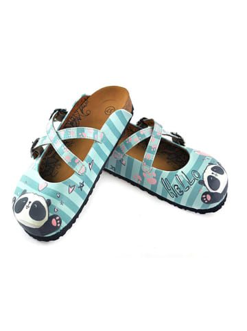 Calceo Clogs in Türkis/ Bunt