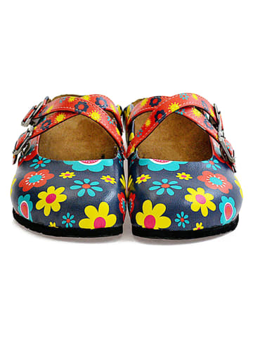 Calceo Clogs in Dunkelblau/ Bunt