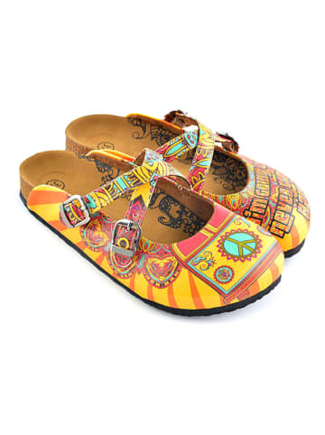Calceo Clogs in Orange/ Gelb/ Bunt
