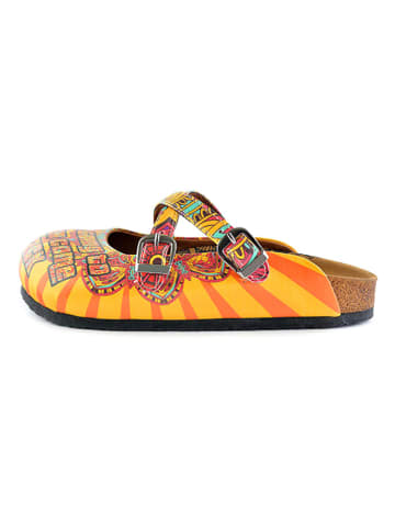 Calceo Clogs in Orange/ Gelb/ Bunt