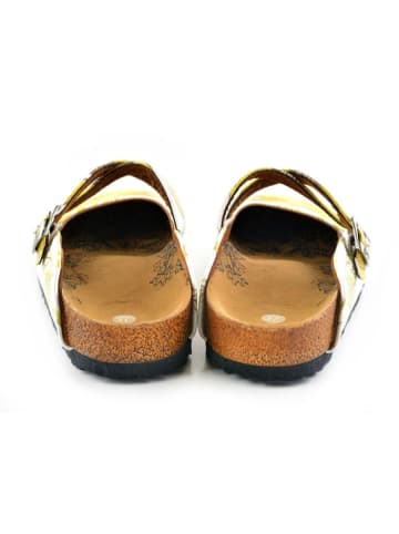 Calceo Clogs in Gelb/ Weiß