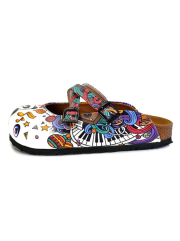 Calceo Clogs wit/meerkleurig