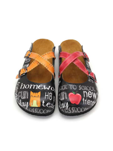 Calceo Clogs zwart/oranje/rood