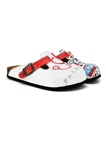 Calceo Clogs wit/meerkleurig