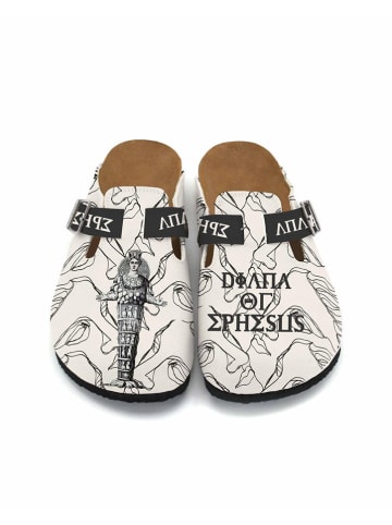 Calceo Clogs crème/zwart