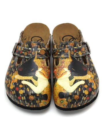 Calceo Clogs in Schwarz/ Hellbraun