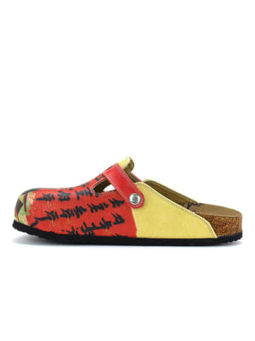 Calceo Clogs in Rot/ Gelb