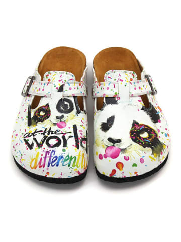 Calceo Clogs wit/meerkleurig