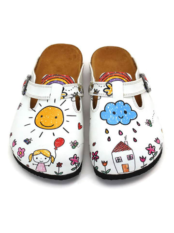 Calceo Clogs wit/meerkleurig