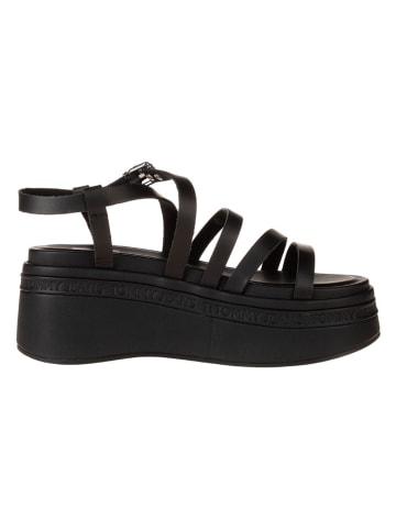 Tommy Hilfiger Shoes Skórzane sandały w kolorze czarnym na koturnie