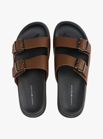 Tommy Hilfiger Shoes Leder-Pantoletten in Hellbraun