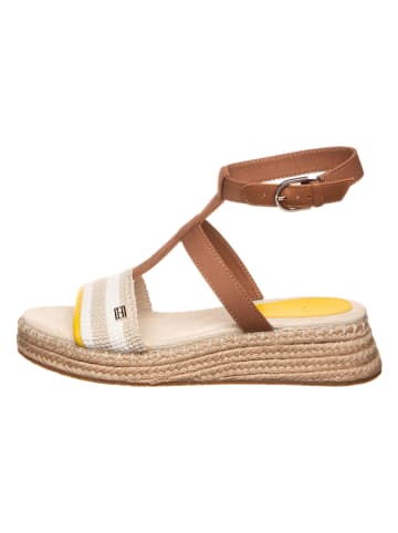 Tommy Hilfiger Shoes Leder-Keilsandaletten in Hellbraun