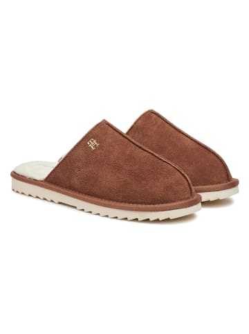 Tommy Hilfiger Shoes Skórzane kapcie w kolorze brązowym