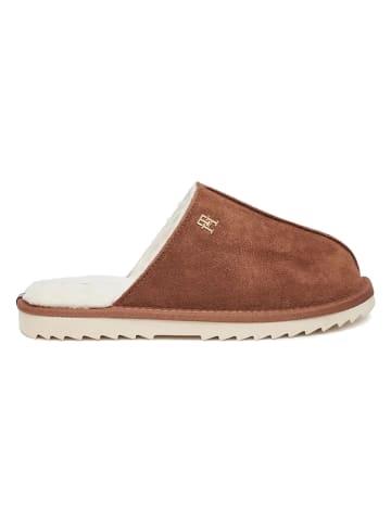 Tommy Hilfiger Shoes Skórzane kapcie w kolorze brązowym