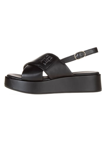 Tommy Hilfiger Shoes Leren haksandalen zwart
