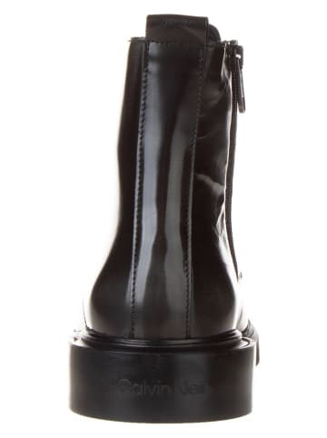 Calvin Klein Leder-Boots in Schwarz