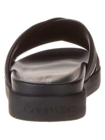 Calvin Klein Leren slippers zwart